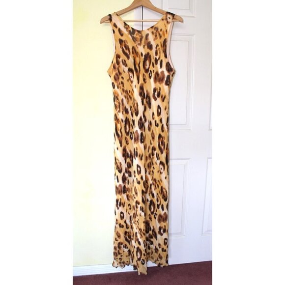 Vtg Leopard Print Maxi dress V neck Size 3XL Sleeveless hearth tone Mobwife - Picture 7 of 9